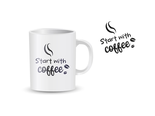 Vector taza de café comienza con la taza de café