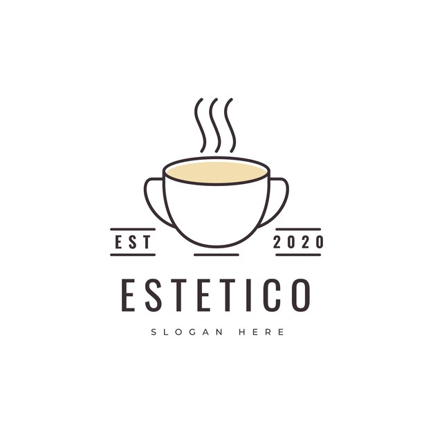 taza de café concepto cerámico mínimo cafetería diseño de logotipo ilustración gráfica vectorial