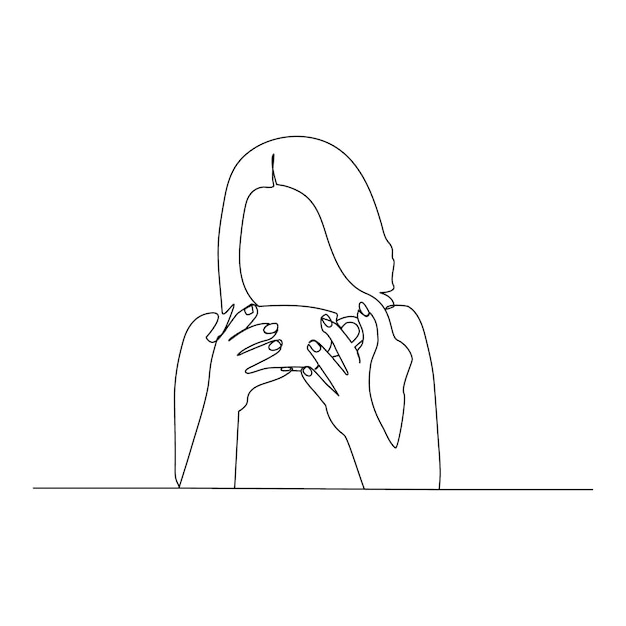 Taza de café continua dibujo de una línea dibujo de línea continua ilustración vectorial