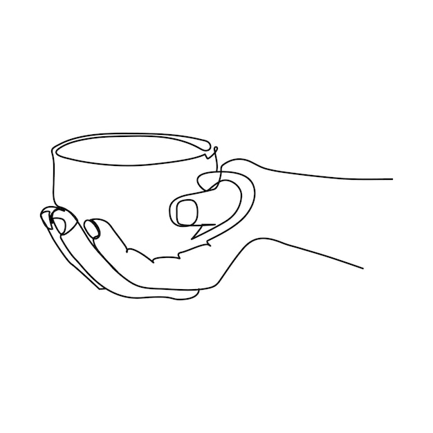 Taza de café continua dibujo de una línea dibujo de línea continua ilustración vectorial
