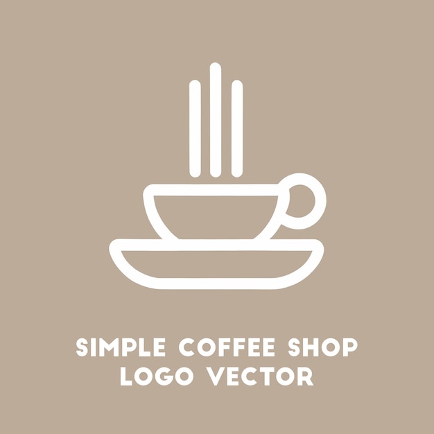 Taza de café de contorno blanco simple con diseño de logotipo de vapor