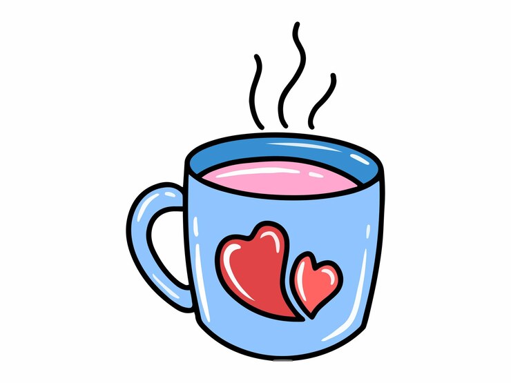 Vector taza de café, con, corazón, icono