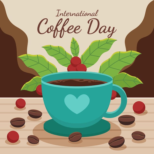 una taza de café con un corazón en la parte superior