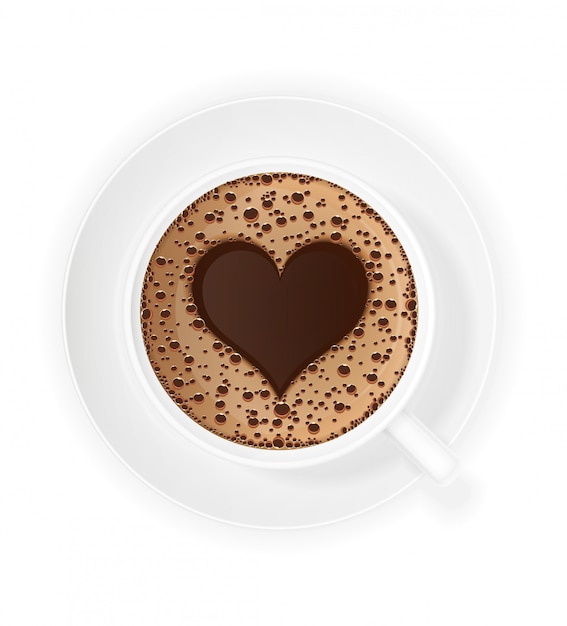 Taza de café crema y símbolo corazón.