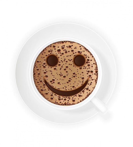 Taza de café crema y símbolo de smiley