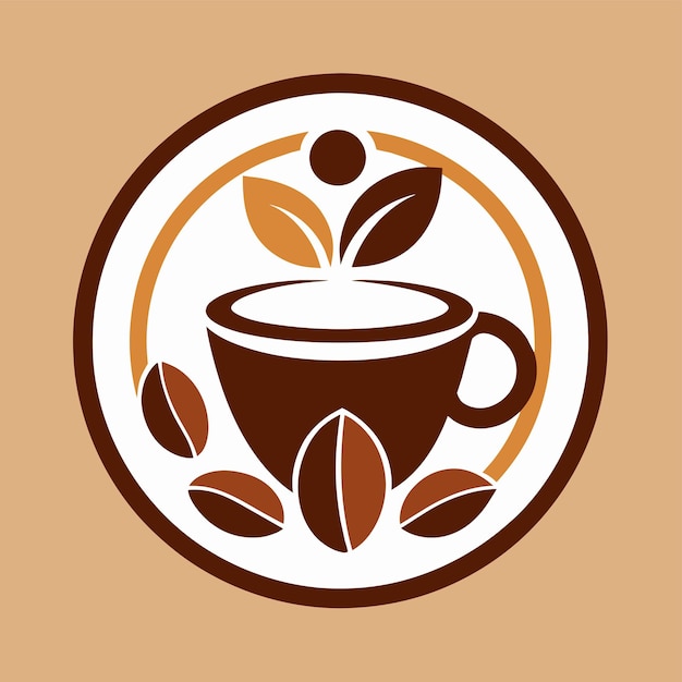 Una taza de café cubierta de hojas verdes vapor que se eleva en una mesa Incorporando elementos de marca en materiales promocionales