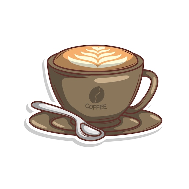 una taza de café con una cuchara y una cuchara en un platillo