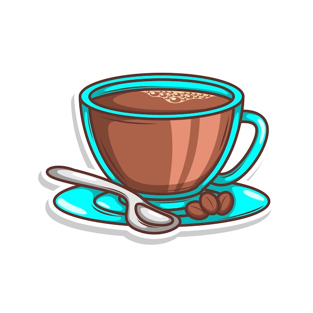 una taza de café con una cuchara y cuchara en un plato con una cucharada y cucharada