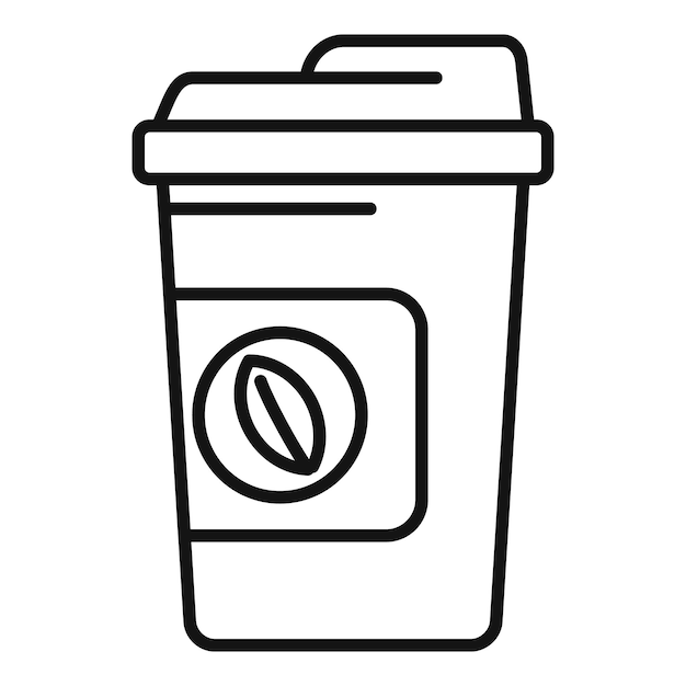 Taza de café desechable con el símbolo del grano de café que muestra una bebida caliente