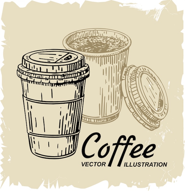 Vector taza de cafe desechable