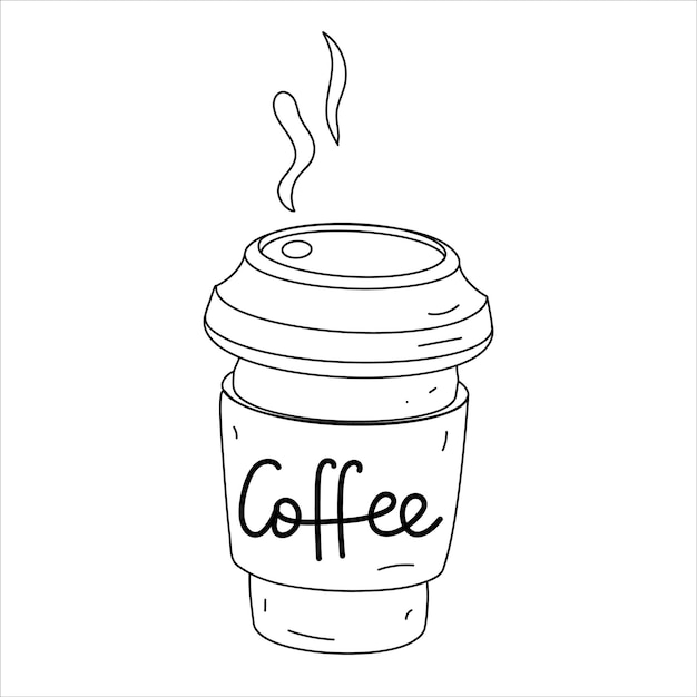 Taza de café dibujada a mano. Esquema editable