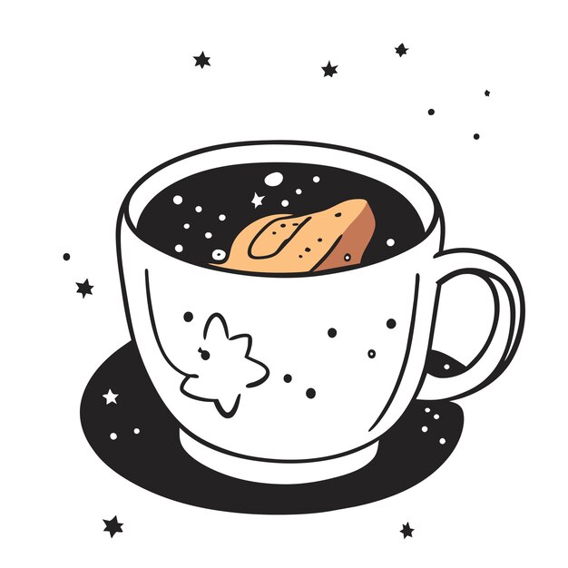 Vector taza de café dibujado a mano dibujos animados pegatina icono concepto aislado ilustración