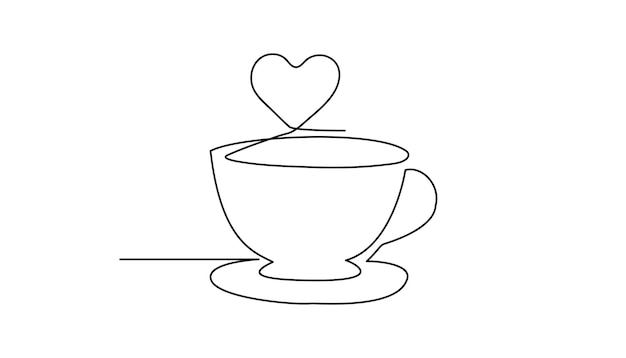 taza de café dibujo continuo de una línea