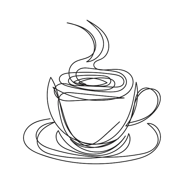 Taza de café diseño artístico de una línea