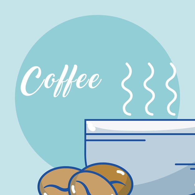 Taza de café con diseño gráfico del ejemplo del vector de las habas