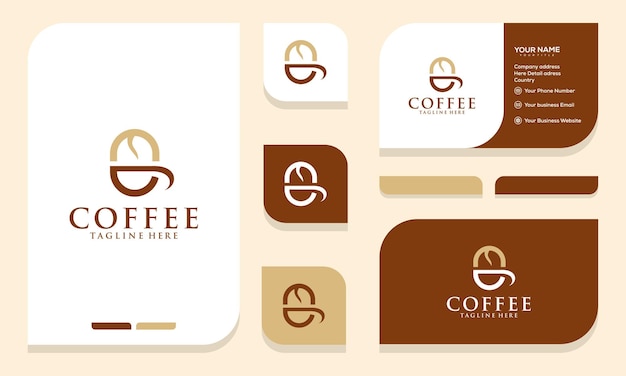 Taza de café Diseño de logotipo y tarjeta de visita.