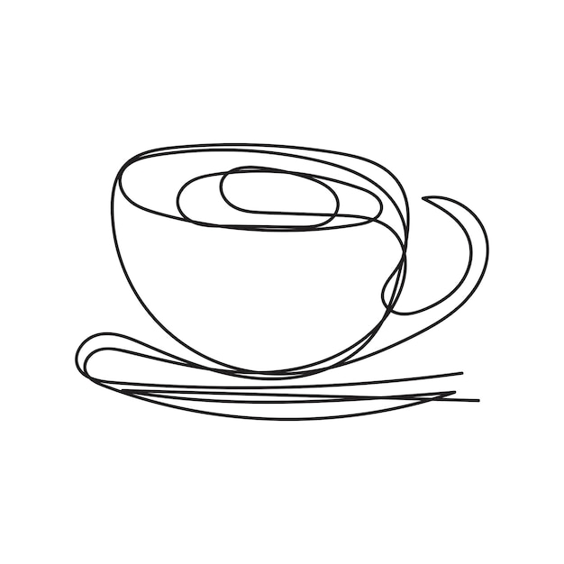 Taza de café de diseño minimalista dibujada a mano estilo de dibujo de una línea arte de dibujo continuo café