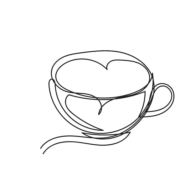 Taza de café de diseño minimalista dibujada a mano estilo de dibujo de una línea arte de dibujo continuo café
