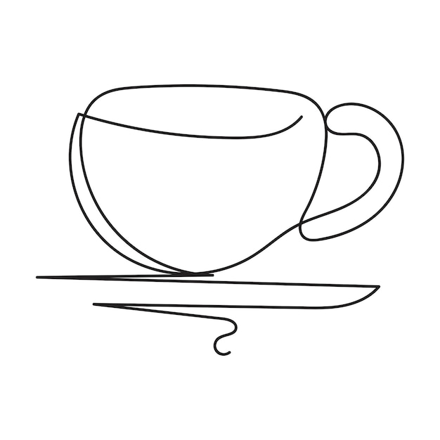 Taza de café de diseño minimalista dibujada a mano estilo de dibujo de una línea arte de dibujo continuo café