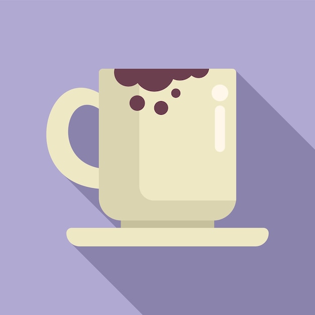Una taza de café con espuma está de pie en el platillo con una larga sombra
