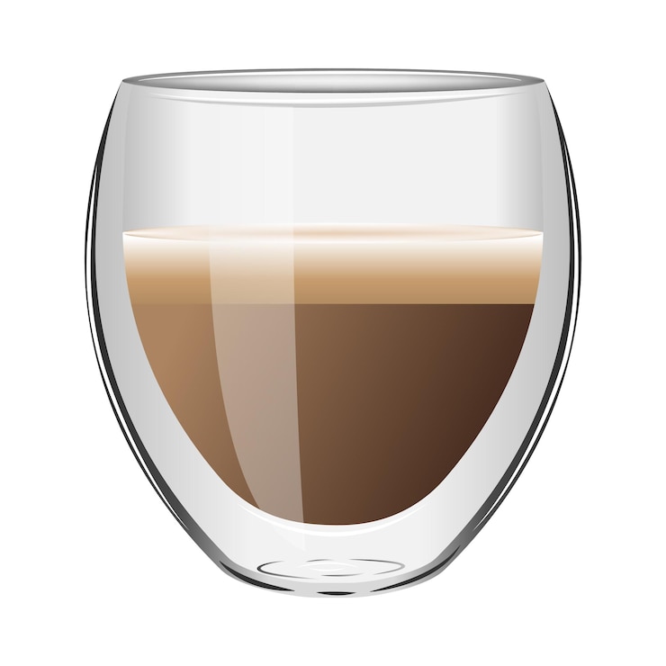 Vector taza de café con espuma de leche aislada sobre un fondo blanco