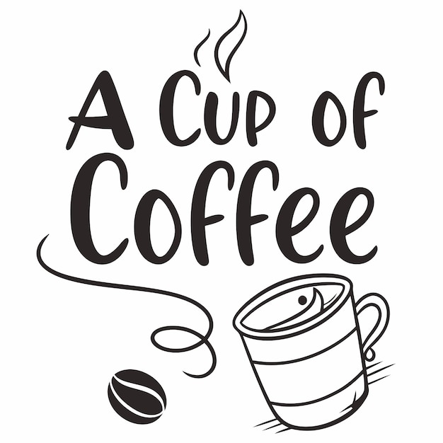 una taza de café está dibujada sobre un fondo blanco