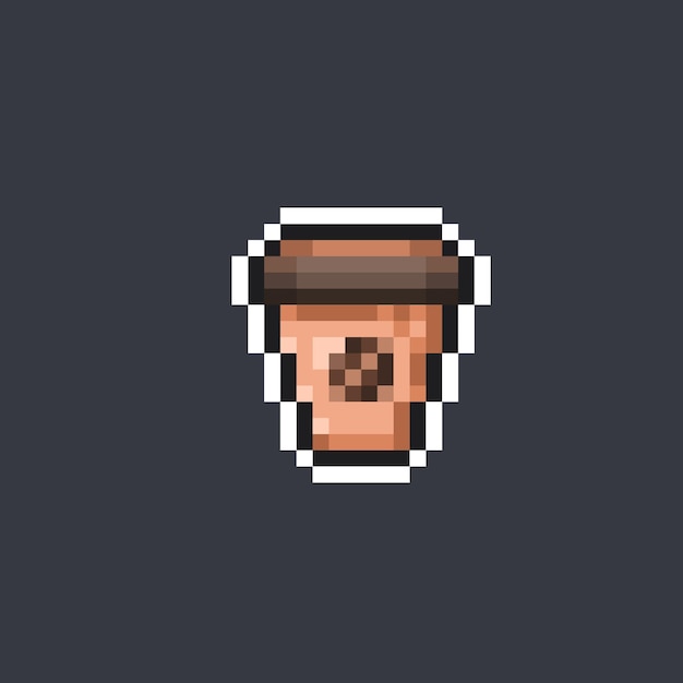 taza de café en estilo pixel art