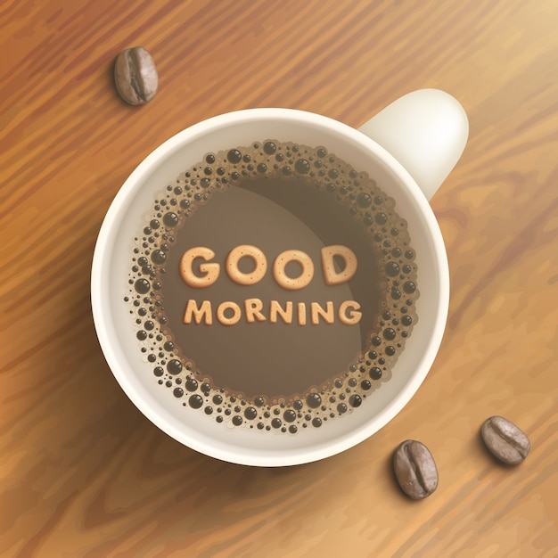 taza de café y granos de café.