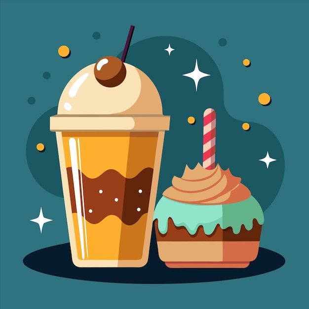 una taza de café helado con una pajita y una pajita