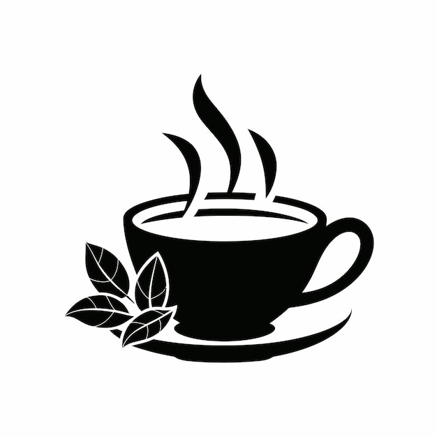 una taza de café con una hoja en el medio