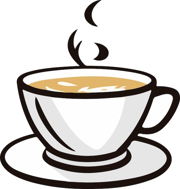 Taza de café humeante sobre fondo blanco.