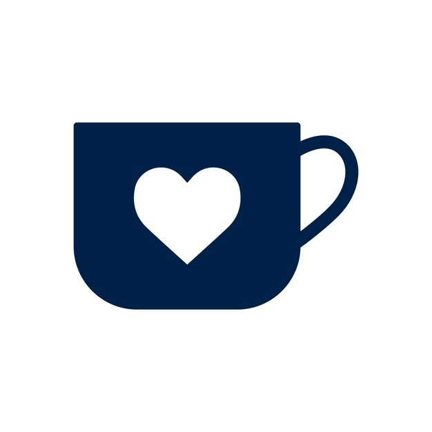 Taza de café y el icono del corazón del amor ilustración del símbolo de san valentín