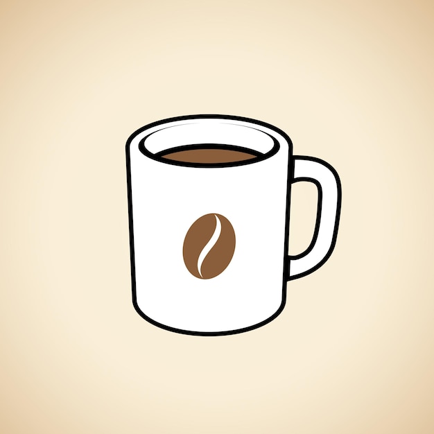 Taza de café con un icono de grano de café aislado en una ilustración de Vector de fondo Beige