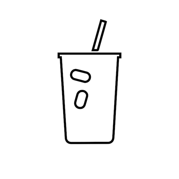 Taza de café con icono de paja Ilustración vectorial