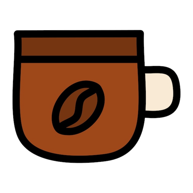 Taza de café con icono plano de grano ilustración vectorial de estilo para aplicaciones y sitios web
