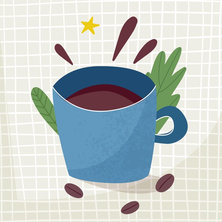 Vector taza de café ilustración de vector de estilo de dibujos animados plana