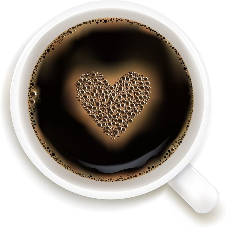Vector taza de café con imagen de corazón, sobre fondo blanco, ilustración