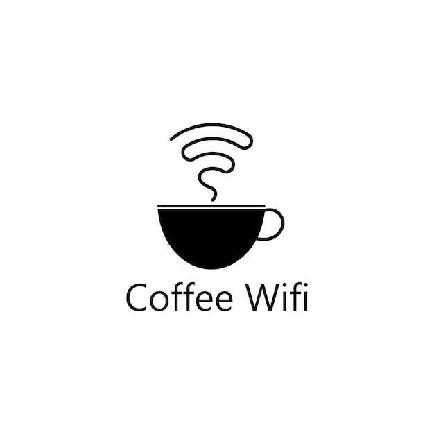 Taza de café con logotipo de icono de vector WiFi Plantilla de diseño de logotipo creativo para cafetería o restaurante