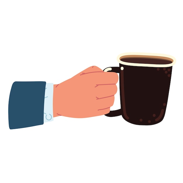 Con la taza de café en la mano