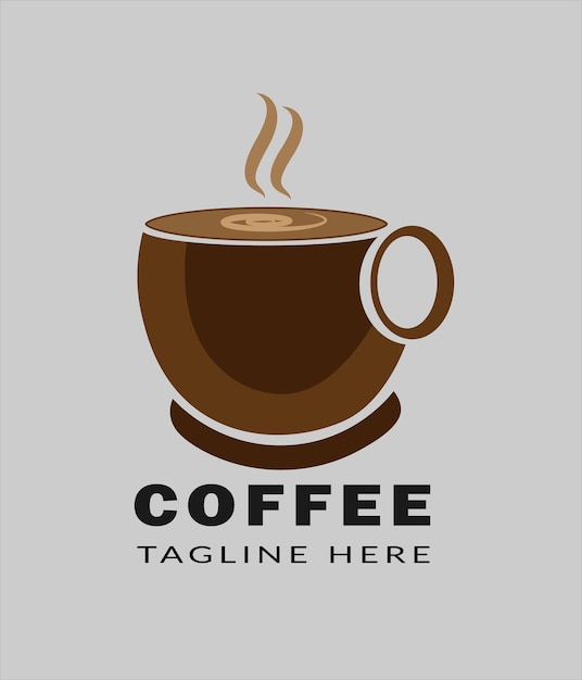 una taza de café marrón con un logotipo negro en ella