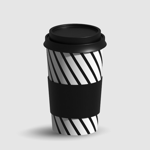 Taza de café negra blanca aislada para el vector de la maqueta