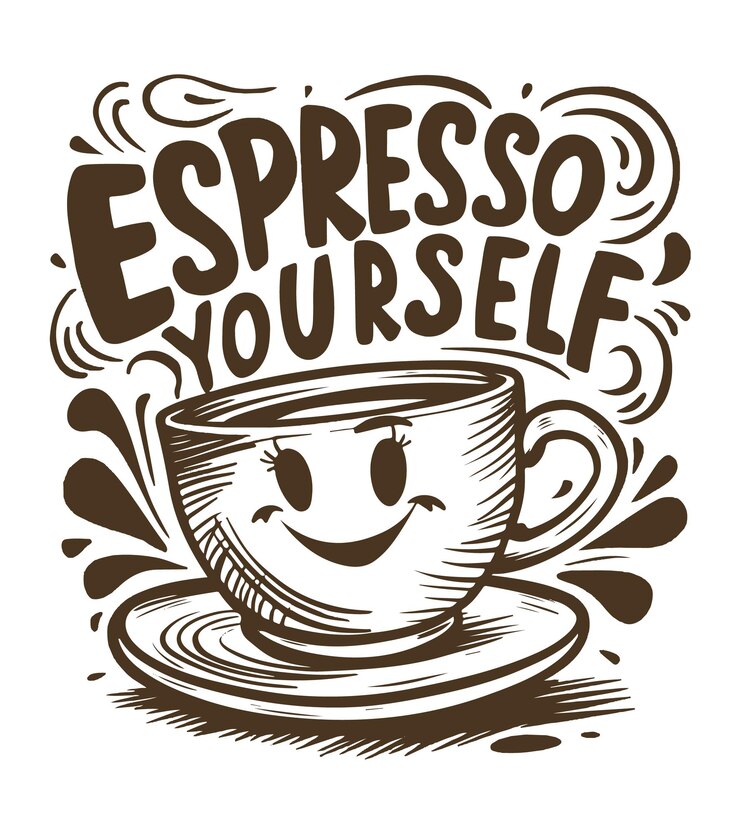 una taza de café con las palabras espresso en ella