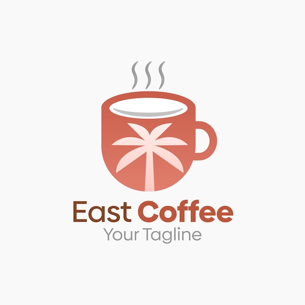 una taza de café con una palmera en ella
