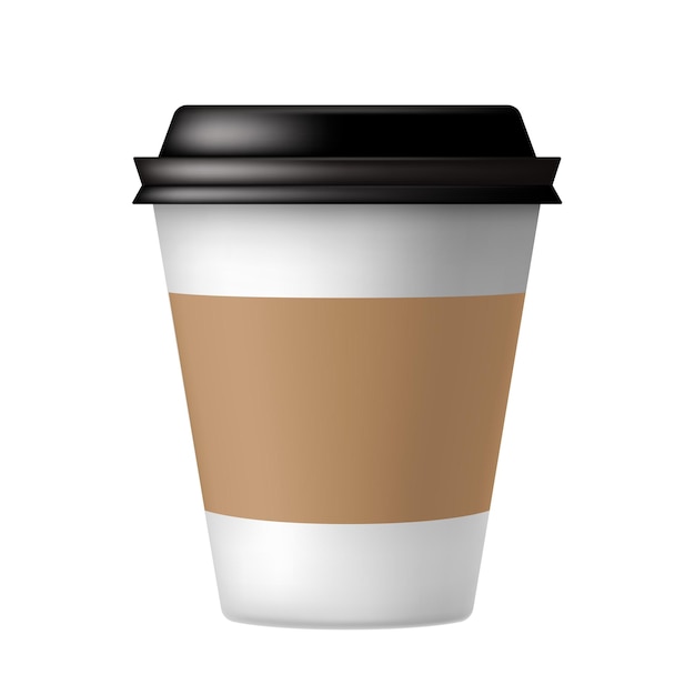 Taza de café de papel Ilustración vectorial aislada sobre un fondo blanco