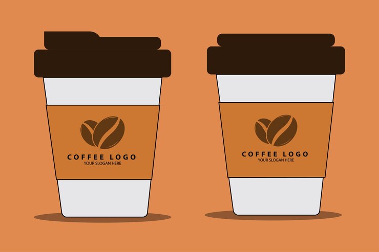 Taza de café de papel con el logotipo