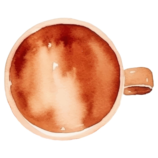 Taza de café pintada en acuarela, elemento de diseño dibujado a mano aislado sobre un fondo blanco