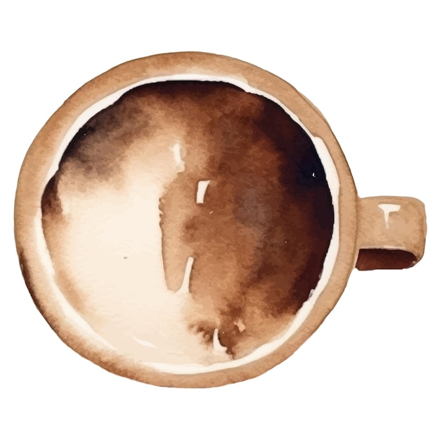 Taza de café pintada en acuarela, elemento de diseño dibujado a mano aislado sobre un fondo blanco