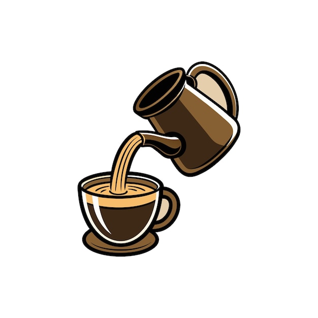 una taza de café retro vertida en una taza