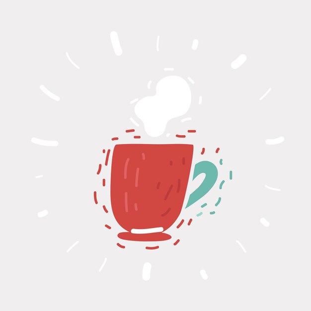 Taza de café roja con vapor