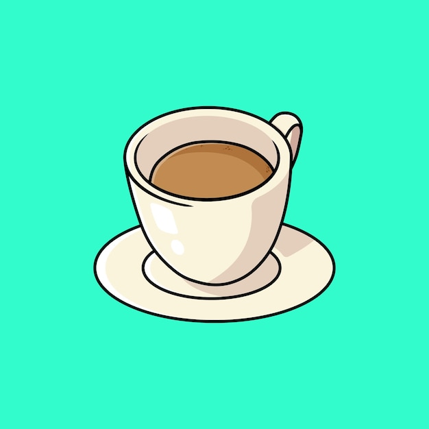 Una taza de café se sienta en un platillo con una taza de té en ella